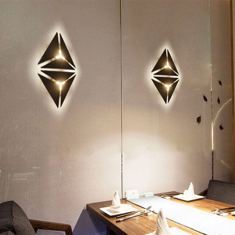 Lisslune | Simple Style Triangle Metal Wall Sconce Light Gold/Black/White LED Wall Light Fixture in Warm/White Light for Corridor