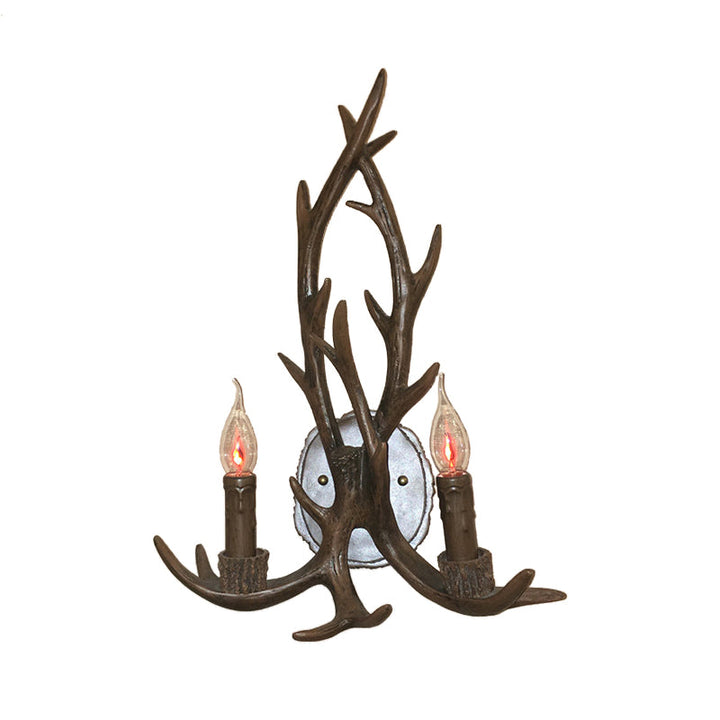 Skørter | 2 Heads Antler Wall Light Rustic Coffee/Brown/Grey Resin Wall-mounted Lamp with Open Lamp Design
