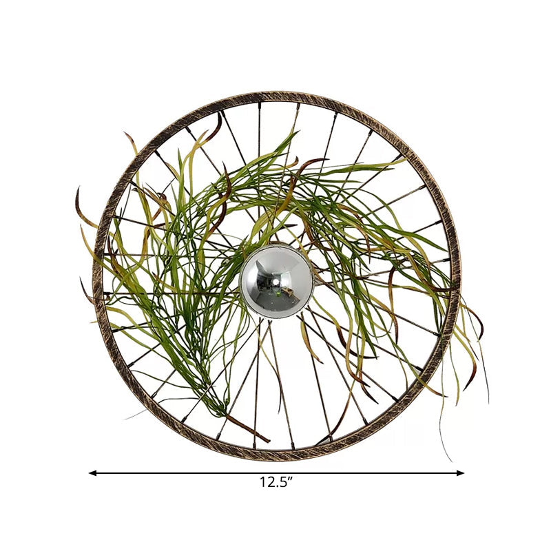 Lisslune | Wheel Iron LED Wall Lamp Bracket Farm Garage Plant Wall Lighting in Pink/Green/Pink Red