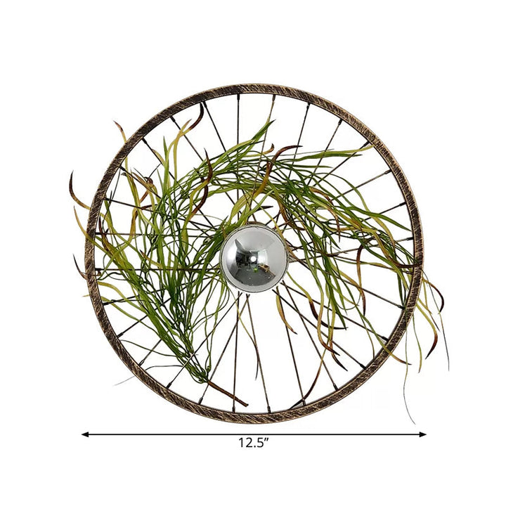 Lisslune | Wheel Iron LED Wall Lamp Bracket Farm Garage Plant Wall Lighting in Pink/Green/Pink Red