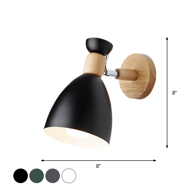 Skørter | Bear/Bell Rotating Wall Mounted Lamp Macaron Iron 1-Head Nightstand Reading Wall Light in White/Pink/Green and Wood