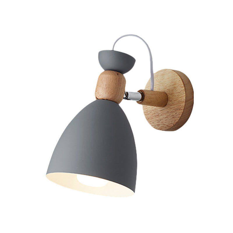 Skørter | Bear/Bell Rotating Wall Mounted Lamp Macaron Iron 1-Head Nightstand Reading Wall Light in White/Pink/Green and Wood