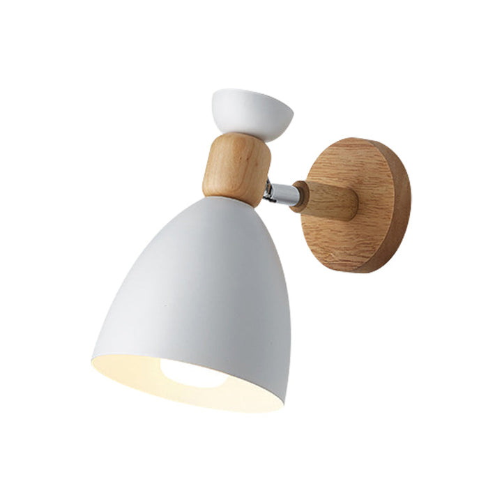 Skørter | Bear/Bell Rotating Wall Mounted Lamp Macaron Iron 1-Head Nightstand Reading Wall Light in White/Pink/Green and Wood