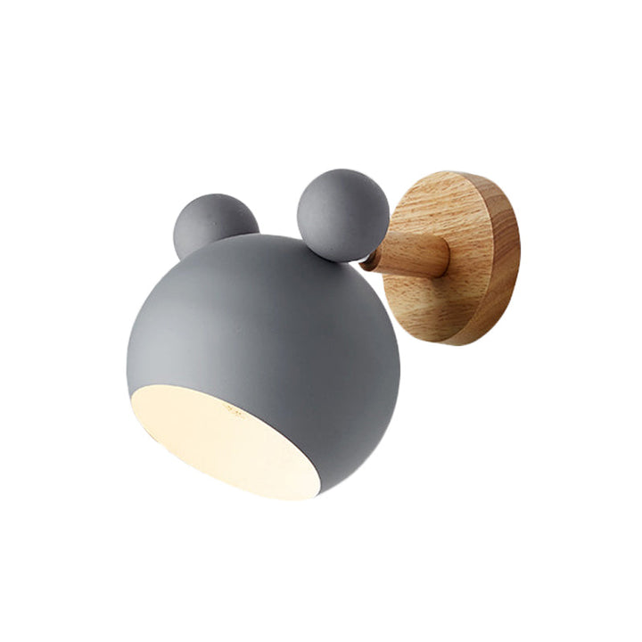 Skørter | Bear/Bell Rotating Wall Mounted Lamp Macaron Iron 1-Head Nightstand Reading Wall Light in White/Pink/Green and Wood
