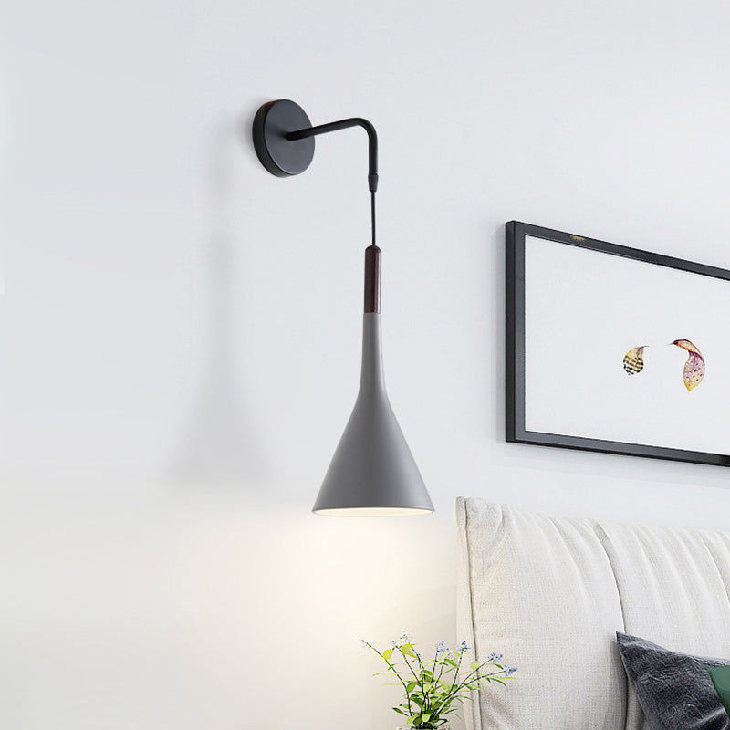 Skørter | Funnel/Clock/Deer Wall Light Nordic Iron Simple Gray Wall Mounted Lighting Fixture in Warm/White Light for Bedroom