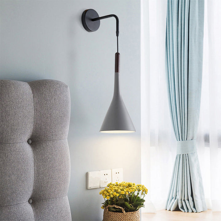 Skørter | Funnel/Clock/Deer Wall Light Nordic Iron Simple Gray Wall Mounted Lighting Fixture in Warm/White Light for Bedroom