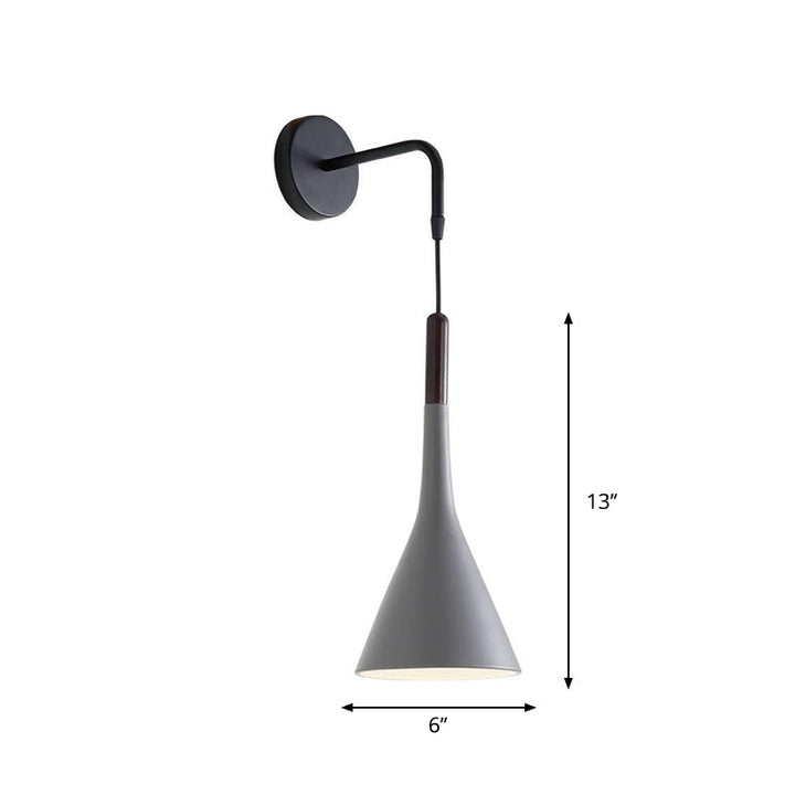 Skørter | Funnel/Clock/Deer Wall Light Nordic Iron Simple Gray Wall Mounted Lighting Fixture in Warm/White Light for Bedroom