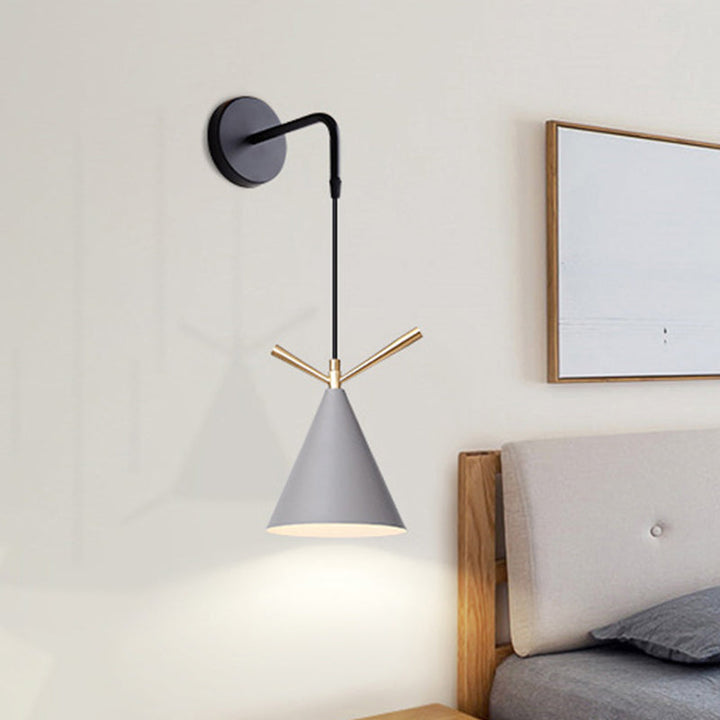 Skørter | Funnel/Clock/Deer Wall Light Nordic Iron Simple Gray Wall Mounted Lighting Fixture in Warm/White Light for Bedroom