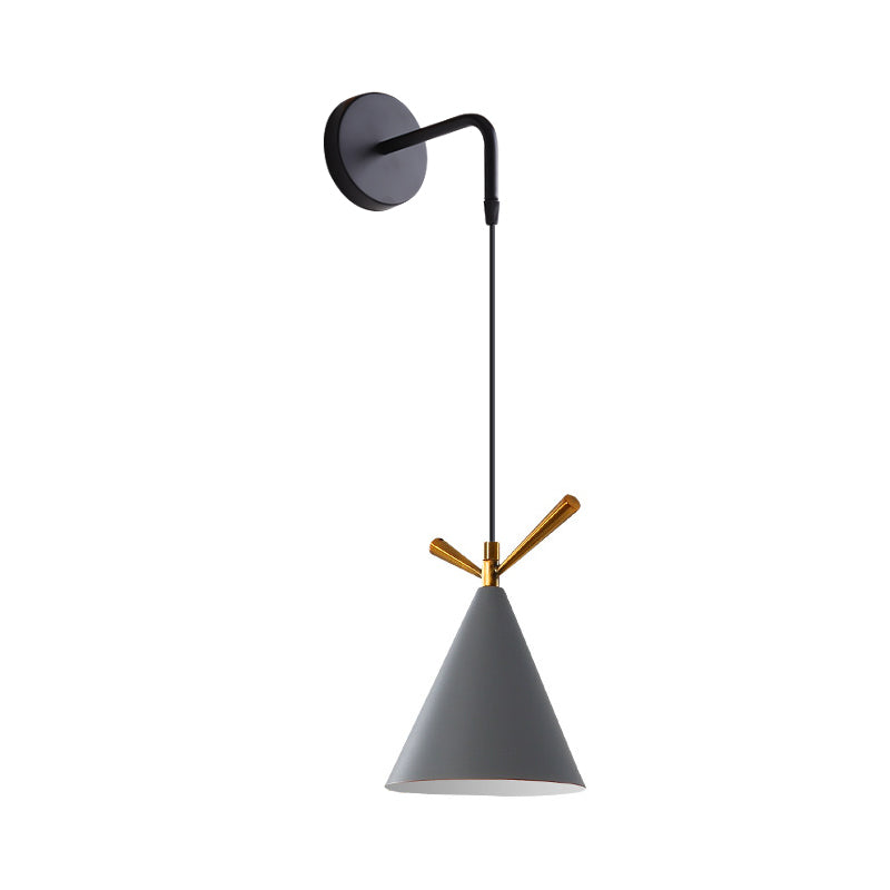 Skørter | Funnel/Clock/Deer Wall Light Nordic Iron Simple Gray Wall Mounted Lighting Fixture in Warm/White Light for Bedroom