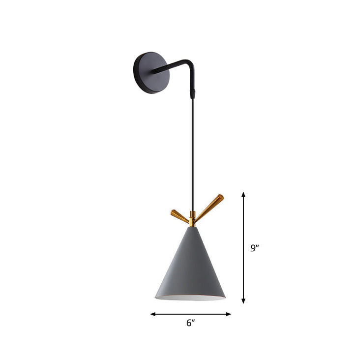 Skørter | Funnel/Clock/Deer Wall Light Nordic Iron Simple Gray Wall Mounted Lighting Fixture in Warm/White Light for Bedroom