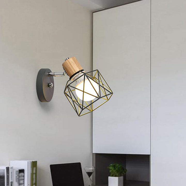 Skørter | Polygon Cage/Antler Nightstand Wall Lamp Metallic 1 Head Nordic Adjustable Wall Light in Black/Blue/White