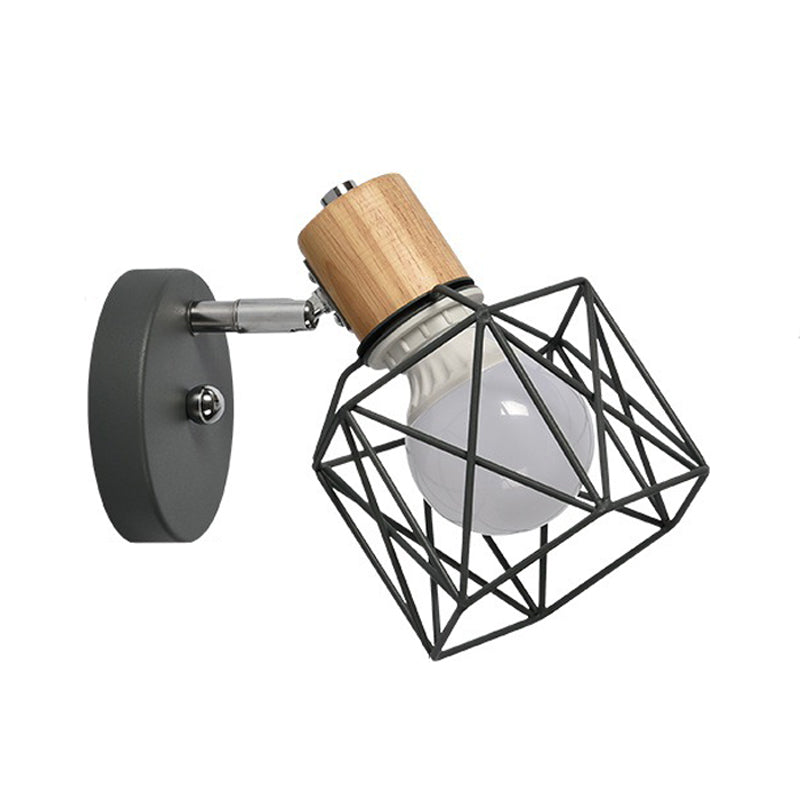 Skørter | Polygon Cage/Antler Nightstand Wall Lamp Metallic 1 Head Nordic Adjustable Wall Light in Black/Blue/White