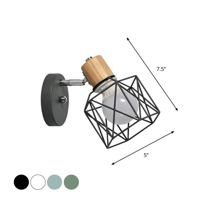 Skørter | Polygon Cage/Antler Nightstand Wall Lamp Metallic 1 Head Nordic Adjustable Wall Light in Black/Blue/White