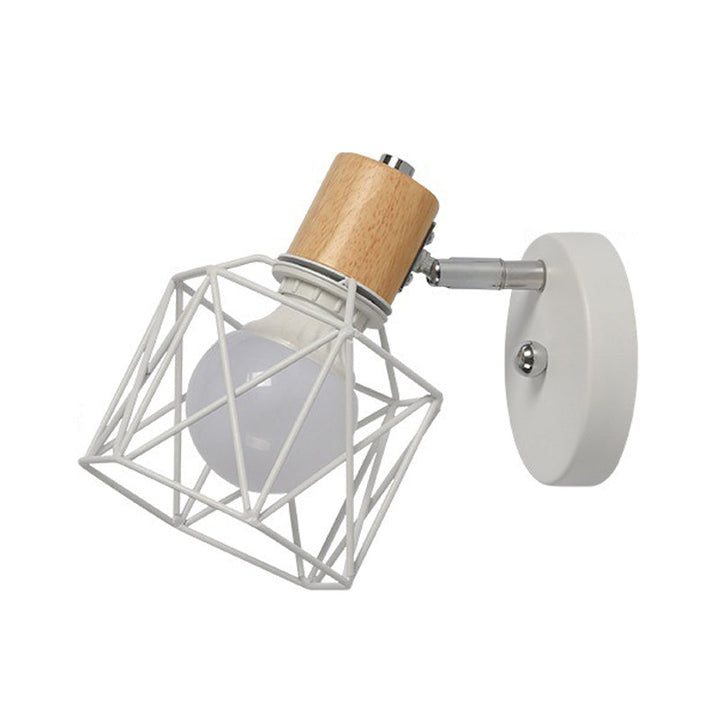 Skørter | Polygon Cage/Antler Nightstand Wall Lamp Metallic 1 Head Nordic Adjustable Wall Light in Black/Blue/White