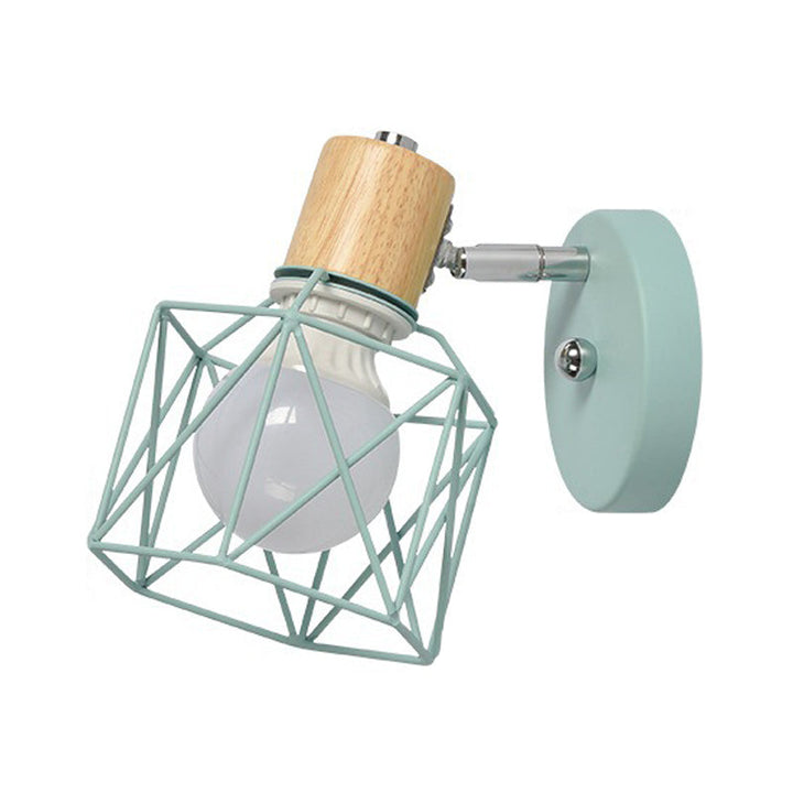 Skørter | Polygon Cage/Antler Nightstand Wall Lamp Metallic 1 Head Nordic Adjustable Wall Light in Black/Blue/White