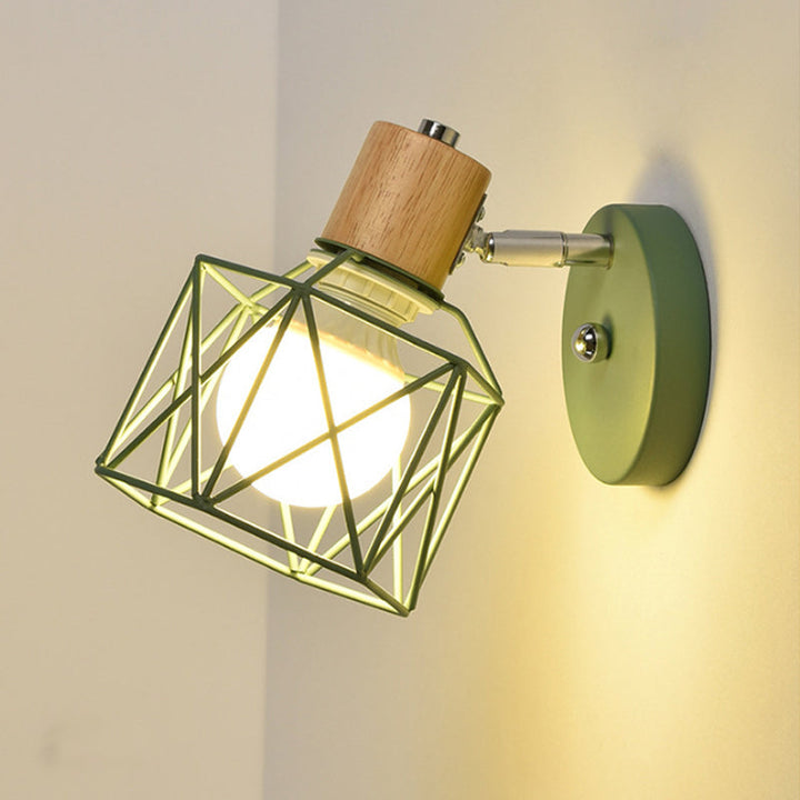 Skørter | Polygon Cage/Antler Nightstand Wall Lamp Metallic 1 Head Nordic Adjustable Wall Light in Black/Blue/White