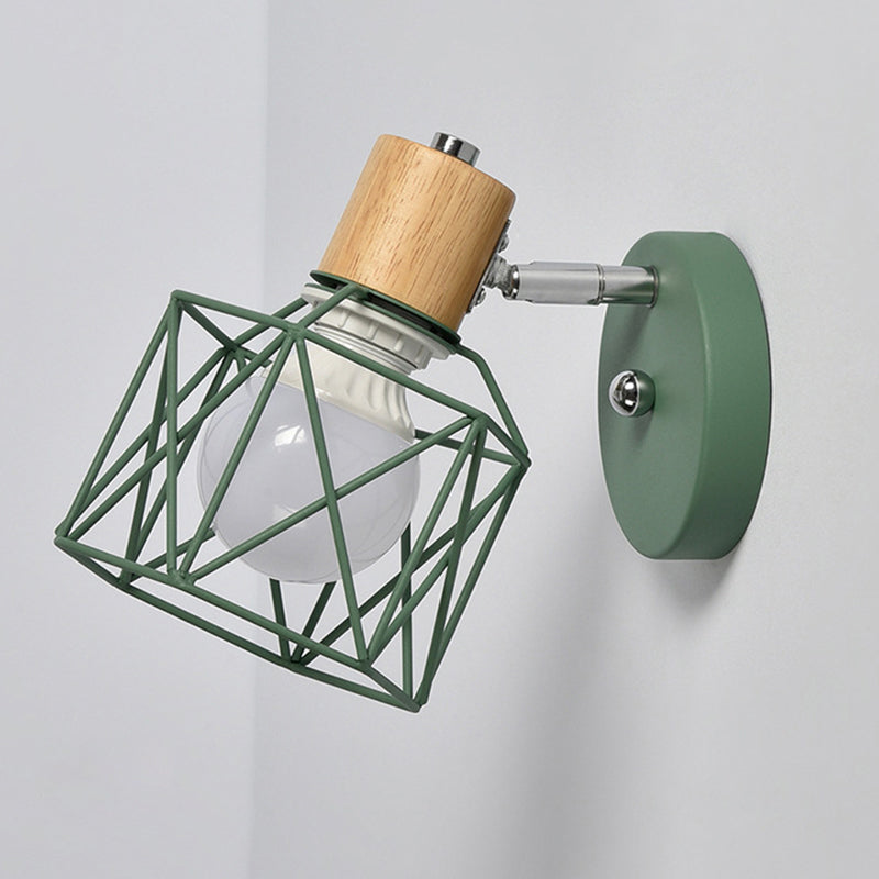 Skørter | Polygon Cage/Antler Nightstand Wall Lamp Metallic 1 Head Nordic Adjustable Wall Light in Black/Blue/White