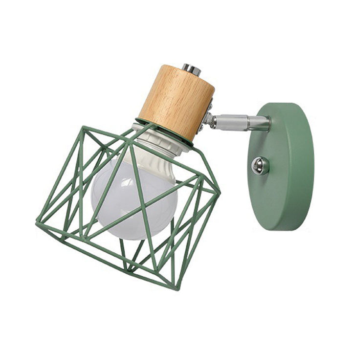 Skørter | Polygon Cage/Antler Nightstand Wall Lamp Metallic 1 Head Nordic Adjustable Wall Light in Black/Blue/White