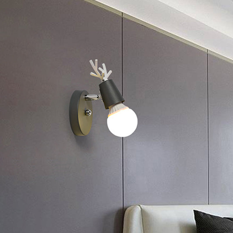 Skørter | Polygon Cage/Antler Nightstand Wall Lamp Metallic 1 Head Nordic Adjustable Wall Light in Black/Blue/White