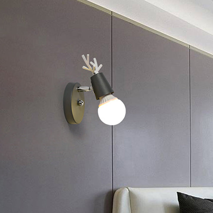 Skørter | Polygon Cage/Antler Nightstand Wall Lamp Metallic 1 Head Nordic Adjustable Wall Light in Black/Blue/White