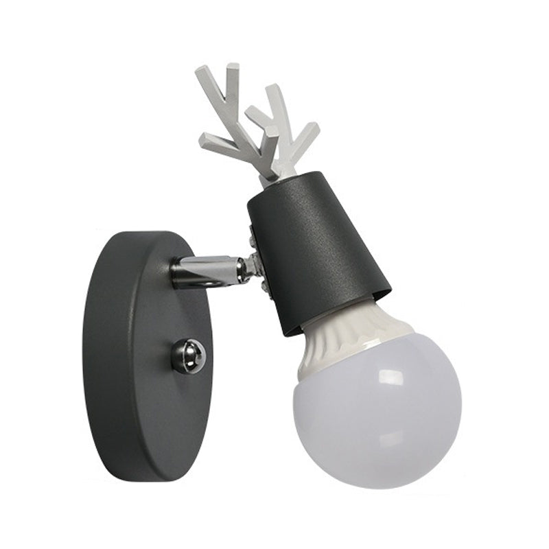 Skørter | Polygon Cage/Antler Nightstand Wall Lamp Metallic 1 Head Nordic Adjustable Wall Light in Black/Blue/White