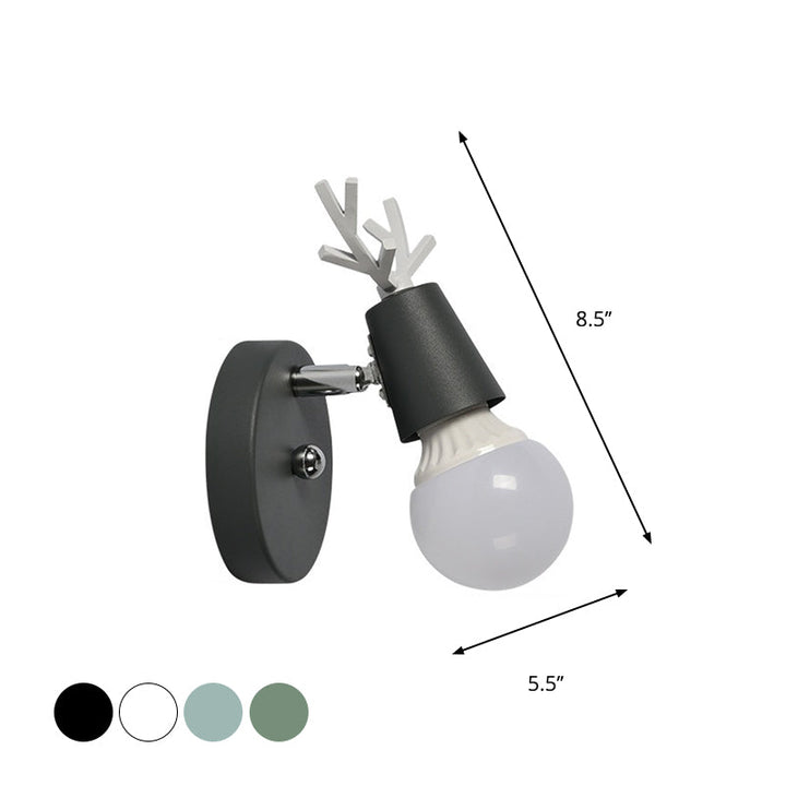 Skørter | Polygon Cage/Antler Nightstand Wall Lamp Metallic 1 Head Nordic Adjustable Wall Light in Black/Blue/White
