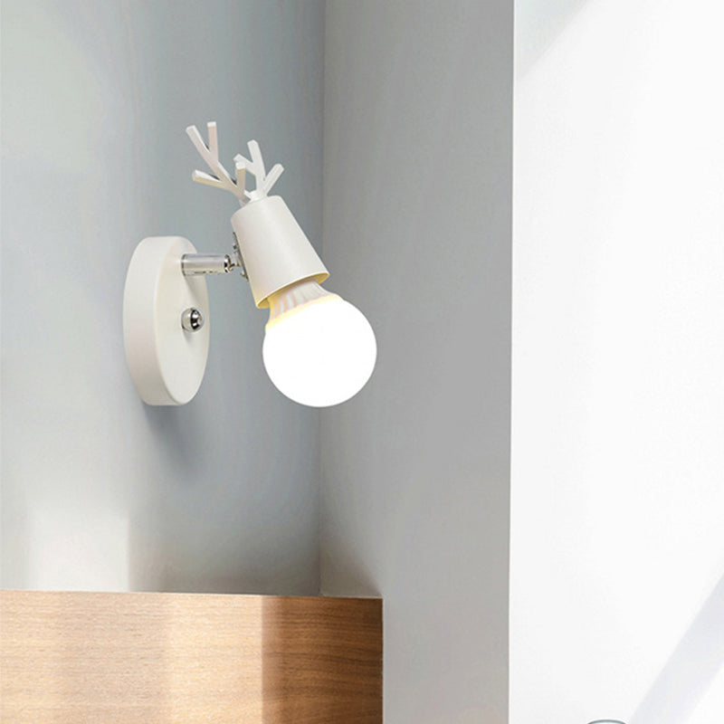 Skørter | Polygon Cage/Antler Nightstand Wall Lamp Metallic 1 Head Nordic Adjustable Wall Light in Black/Blue/White