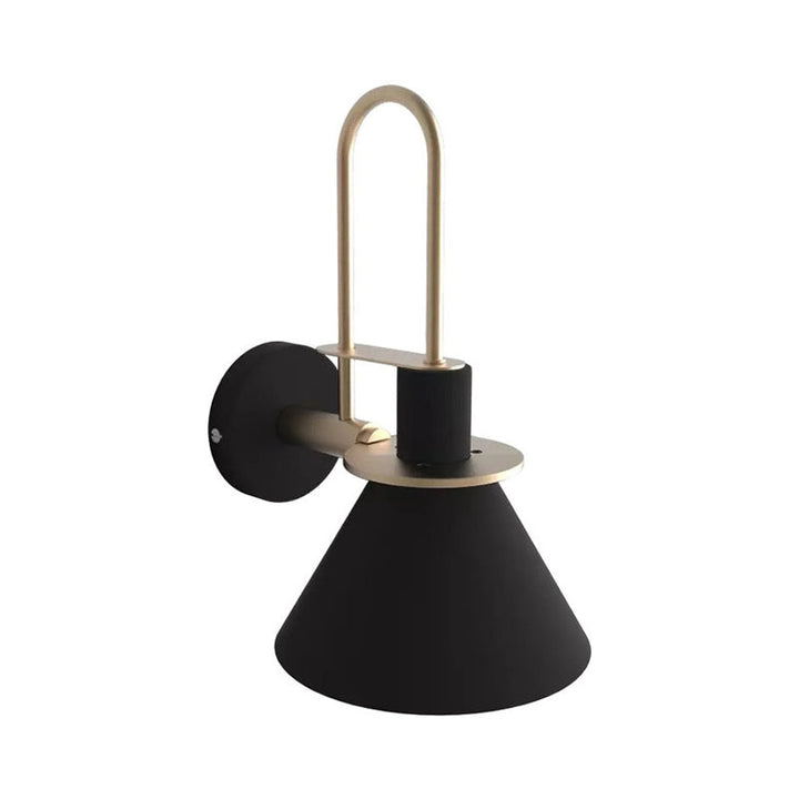 Skørter | Black/White/Green Cone Wall Lamp Macaron 1-Light Metal Wall Light with Curved Arm for Bedroom, Warm/White Light