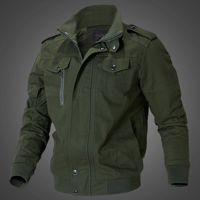 Men's casual transitional jacket with practical pockets and stylish stand-up collar Lisslune