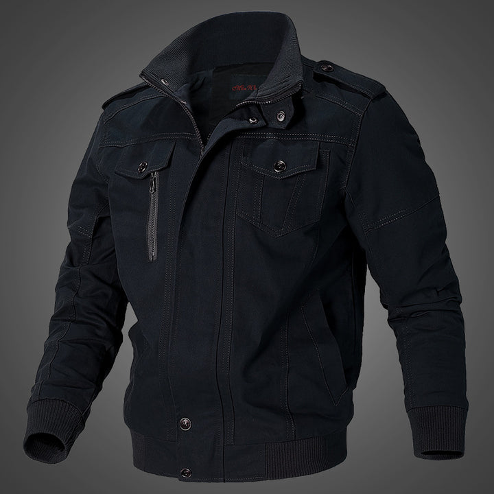 Men's casual transitional jacket with practical pockets and stylish stand-up collar Lisslune