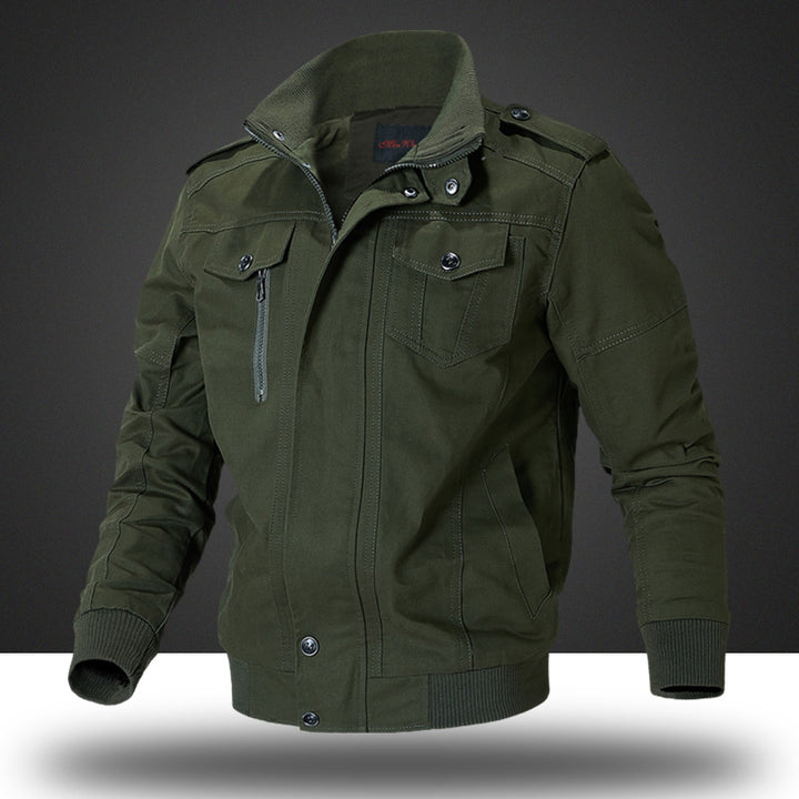 Men's casual transitional jacket with practical pockets and stylish stand-up collar Lisslune