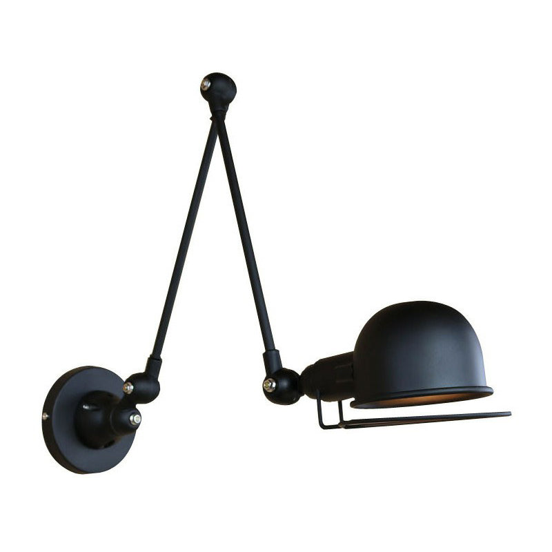Skørter | 1-Light Bowl Adjustable Task Wall Light Industrial Black Iron Wall Mount Fixture with Frame Protection
