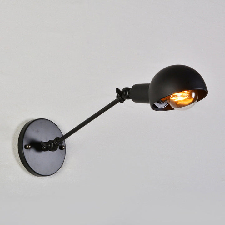 Skørter | 8"+8"/12"+12" W Retro Swing Arm Wall Lamp with a Bulb, made of Iron, wall-mounted Lighting with Shade in Black