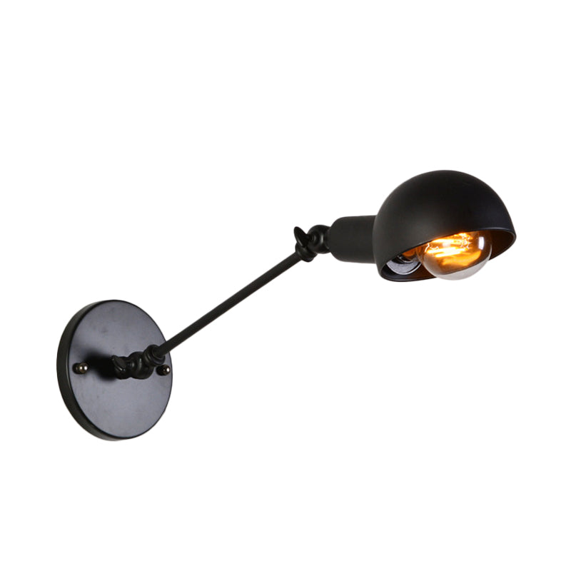 Skørter | 8"+8"/12"+12" W Retro Swing Arm Wall Lamp with a Bulb, made of Iron, wall-mounted Lighting with Shade in Black