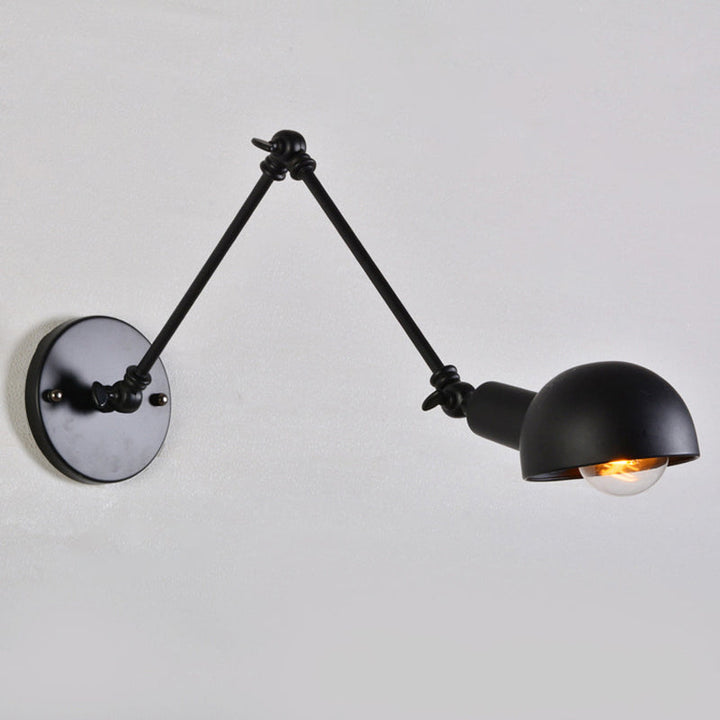 Skørter | 8"+8"/12"+12" W Retro Swing Arm Wall Lamp with a Bulb, made of Iron, wall-mounted Lighting with Shade in Black