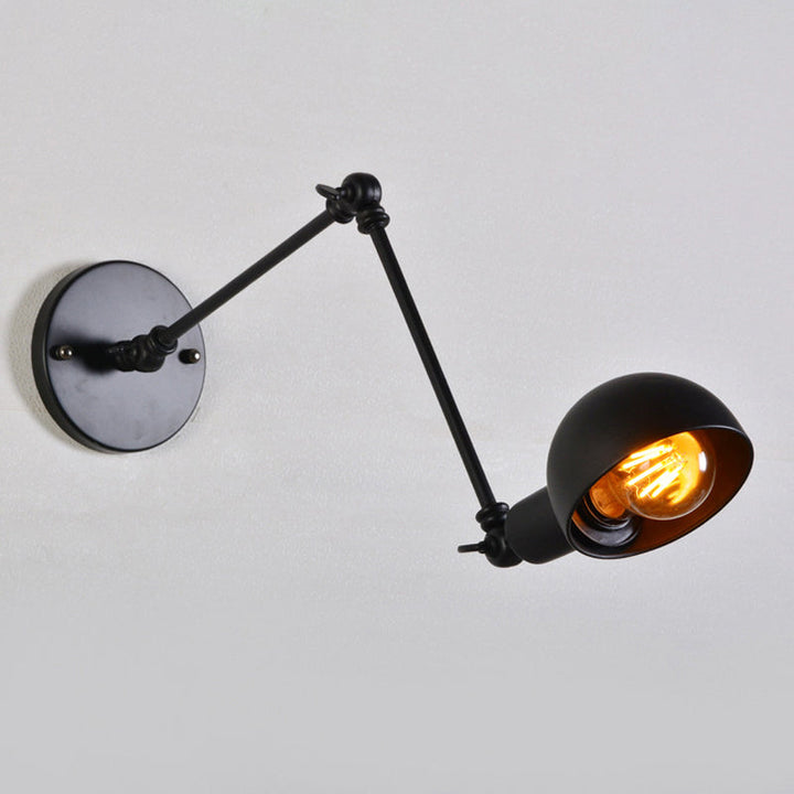 Skørter | 8"+8"/12"+12" W Retro Swing Arm Wall Lamp with a Bulb, made of Iron, wall-mounted Lighting with Shade in Black