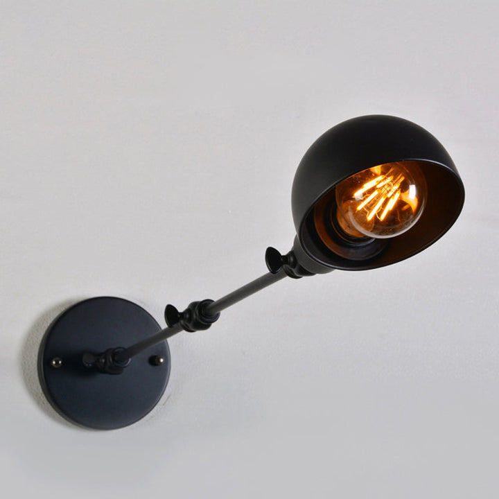 Skørter | 8"+8"/12"+12" W Retro Swing Arm Wall Lamp with a Bulb, made of Iron, wall-mounted Lighting with Shade in Black