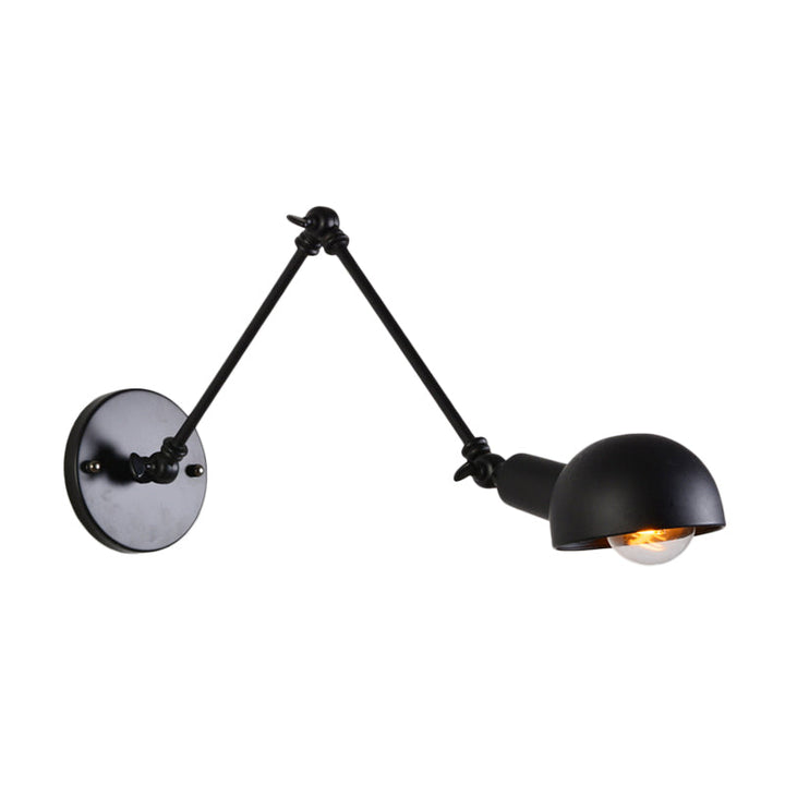 Skørter | 8"+8"/12"+12" W Retro Swing Arm Wall Lamp with a Bulb, made of Iron, wall-mounted Lighting with Shade in Black