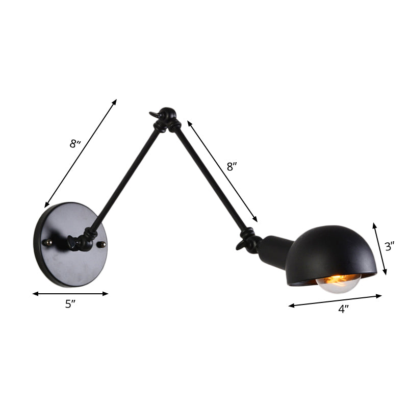 Skørter | 8"+8"/12"+12" W Retro Swing Arm Wall Lamp with a Bulb, made of Iron, wall-mounted Lighting with Shade in Black