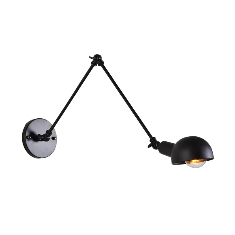 Skørter | 8"+8"/12"+12" W Retro Swing Arm Wall Lamp with a Bulb, made of Iron, wall-mounted Lighting with Shade in Black
