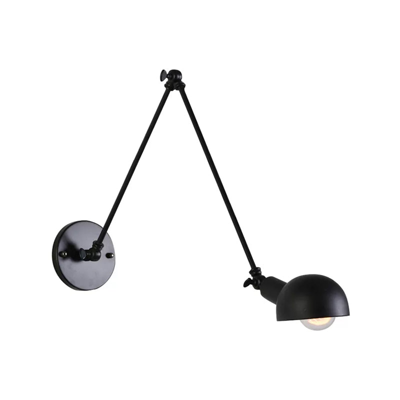 Skørter | 8"+8"/12"+12" W Retro Swing Arm Wall Lamp with a Bulb, made of Iron, wall-mounted Lighting with Shade in Black