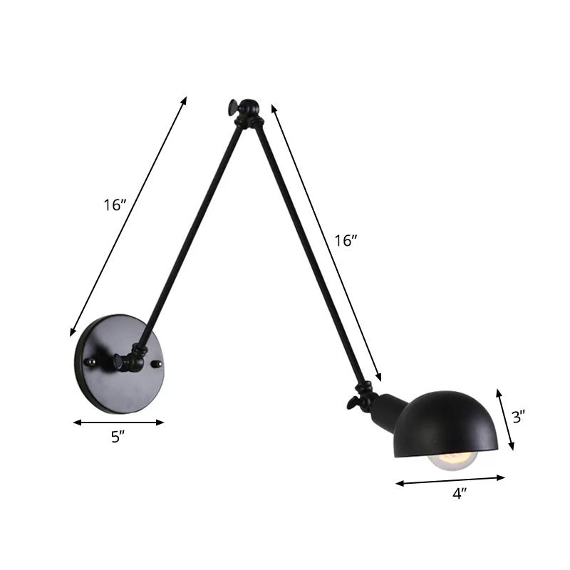 Skørter | 8"+8"/12"+12" W Retro Swing Arm Wall Lamp with a Bulb, made of Iron, wall-mounted Lighting with Shade in Black