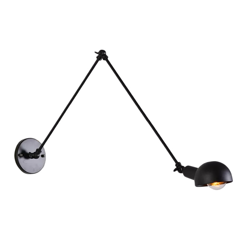 Skørter | 8"+8"/12"+12" W Retro Swing Arm Wall Lamp with a Bulb, made of Iron, wall-mounted Lighting with Shade in Black