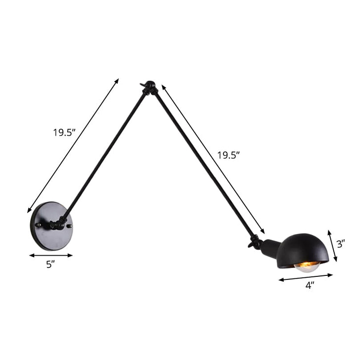 Skørter | 8"+8"/12"+12" W Retro Swing Arm Wall Lamp with a Bulb, made of Iron, wall-mounted Lighting with Shade in Black