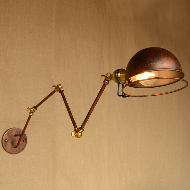 Lisslune | Iron Rust Wall Reading Lamp Semi-Spherical 1-Light Farmhouse Wall Mounted Lighting with Rotatable Arm and Wire Guard