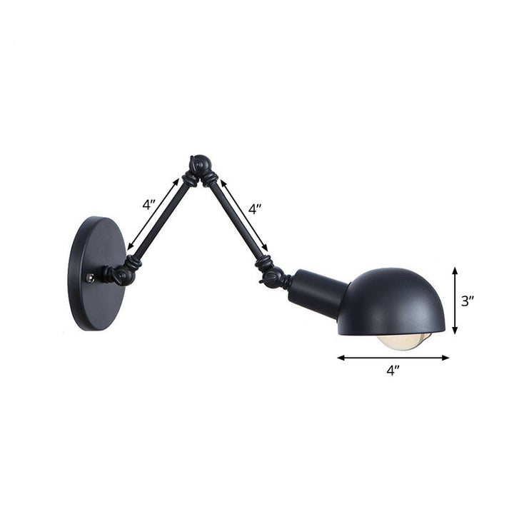 Lisslune | Black Swivel Wall Light Kit Vintage Iron 8"/19.5"+19.5" Wide 1 Bulb Bedroom Wall Mounted Reading Lamp