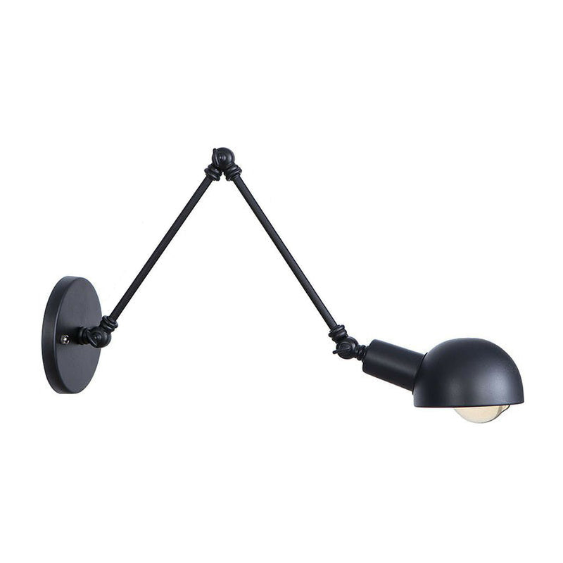 Lisslune | Black Swivel Wall Light Kit Vintage Iron 8"/19.5"+19.5" Wide 1 Bulb Bedroom Wall Mounted Reading Lamp