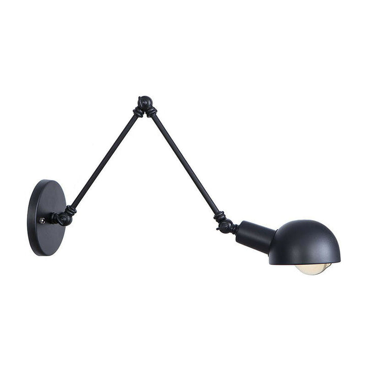 Lisslune | Black Swivel Wall Light Kit Vintage Iron 8"/19.5"+19.5" Wide 1 Bulb Bedroom Wall Mounted Reading Lamp