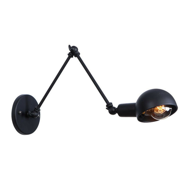 Lisslune | Black Swivel Wall Light Kit Vintage Iron 8"/19.5"+19.5" Wide 1 Bulb Bedroom Wall Mounted Reading Lamp