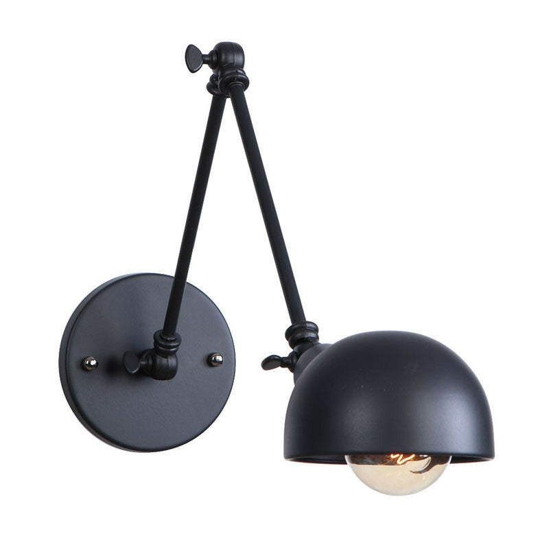 Lisslune | Black Swivel Wall Light Kit Vintage Iron 8"/19.5"+19.5" Wide 1 Bulb Bedroom Wall Mounted Reading Lamp